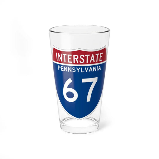 I-67 PA Metric (Pennsylvania) (Road Sign) Pint Glass 16oz 16oz - Go Mug Yourself