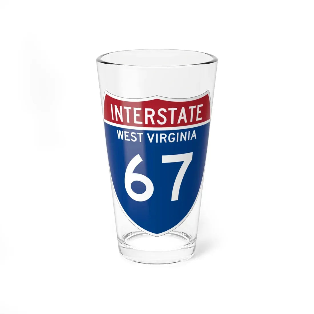 I-67 WV Metric (Virginia) (Road Sign) Pint Glass 16oz 16oz - Go Mug Yourself