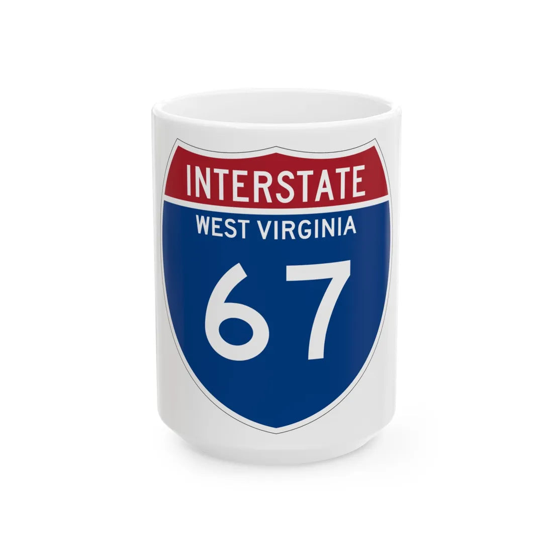 I-67 WV Metric (Virginia) (Road Sign) White Coffee Mug 15oz - Go Mug Yourself