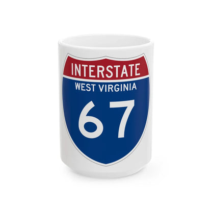 I-67 WV Metric (Virginia) (Road Sign) White Coffee Mug 15oz - Go Mug Yourself