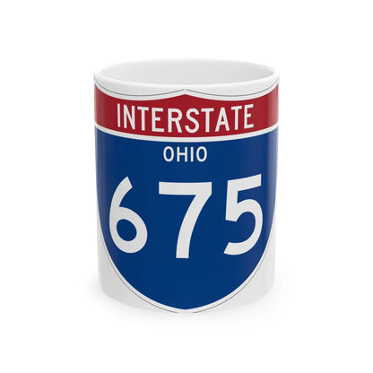I-675 OH Metric (Ohio) (Road Sign) White Coffee Mug 11oz - Go Mug Yourself