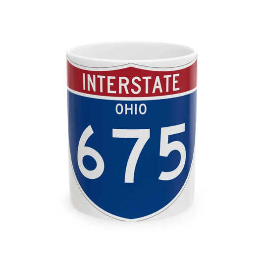 I-675 OH Metric (Ohio) (Road Sign) White Coffee Mug 11oz - Go Mug Yourself