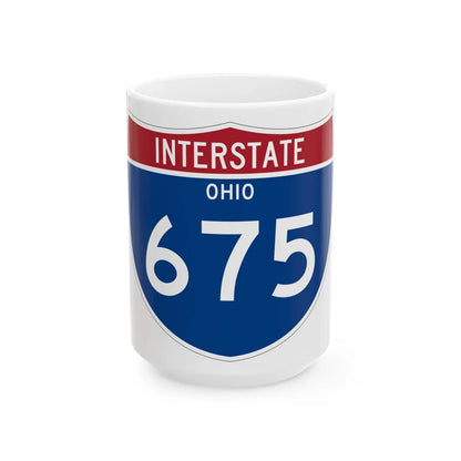 I-675 OH Metric (Ohio) (Road Sign) White Coffee Mug 15oz - Go Mug Yourself