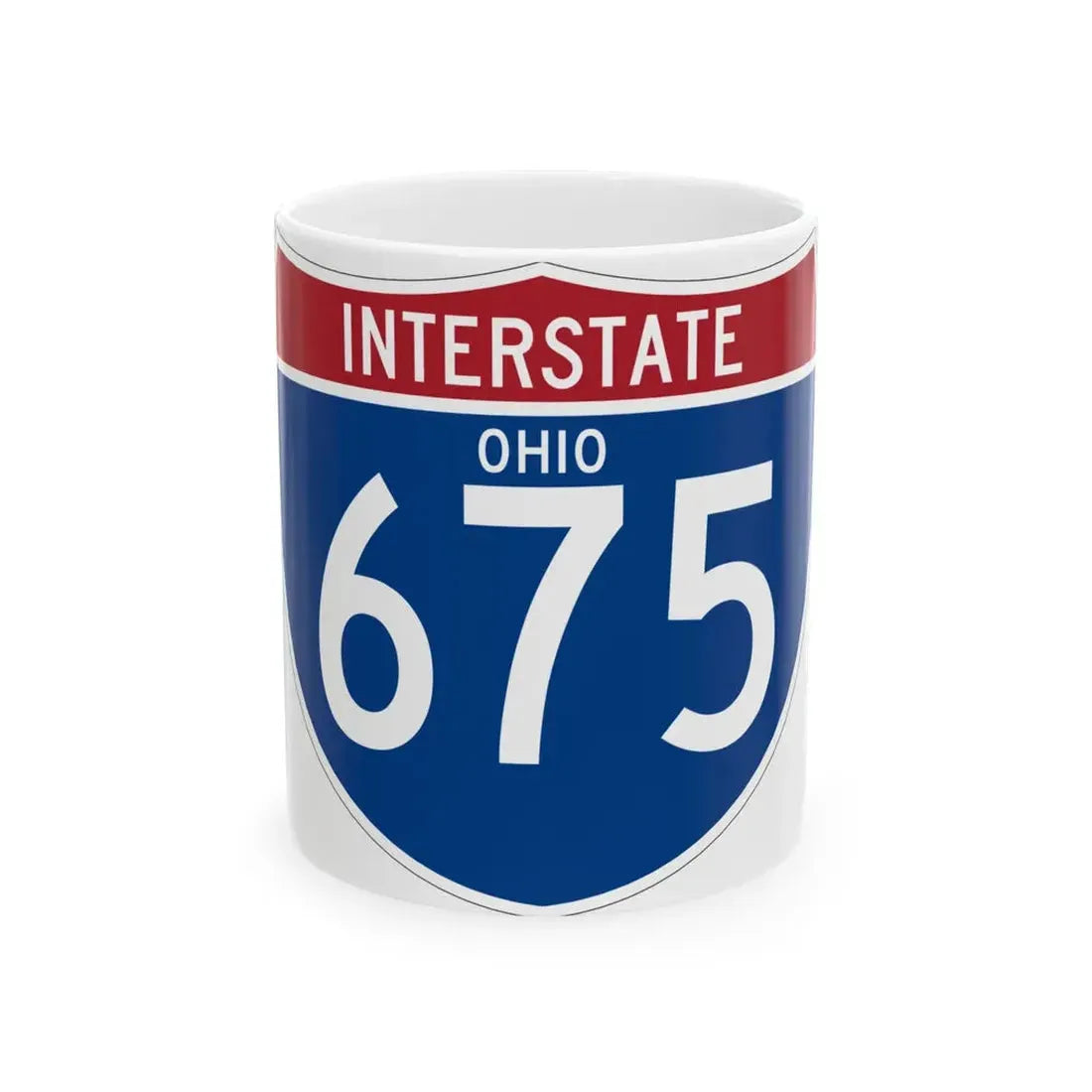 I-675 OH (Ohio) (Road Sign) White Coffee Mug 11oz - Go Mug Yourself