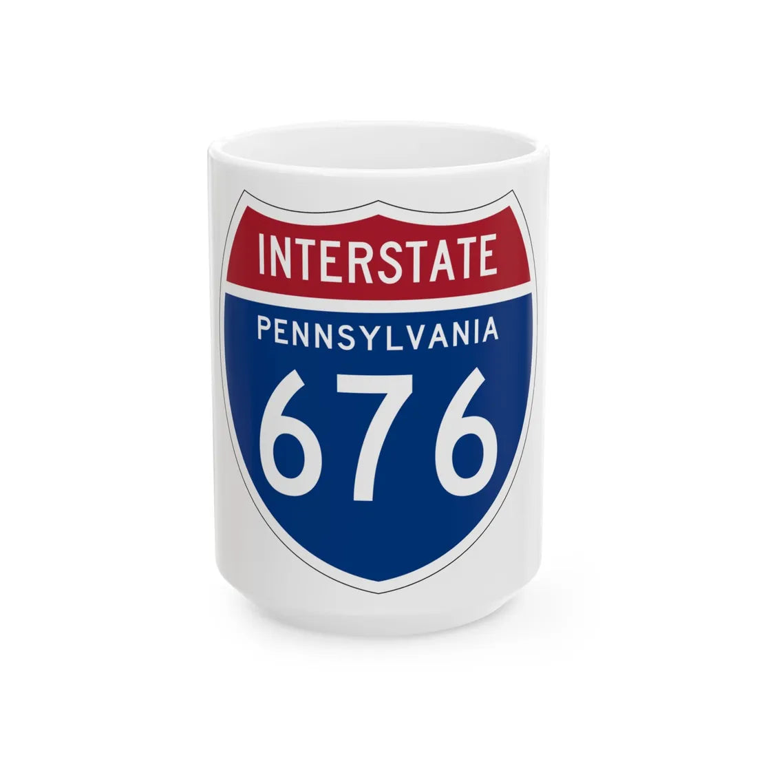 I-676 PA 1957 (Pennsylvania) (Road Sign) White Coffee Mug 15oz - Go Mug Yourself