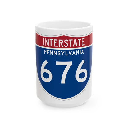 I-676 PA 1961 (Pennsylvania) (Road Sign) White Coffee Mug 15oz - Go Mug Yourself