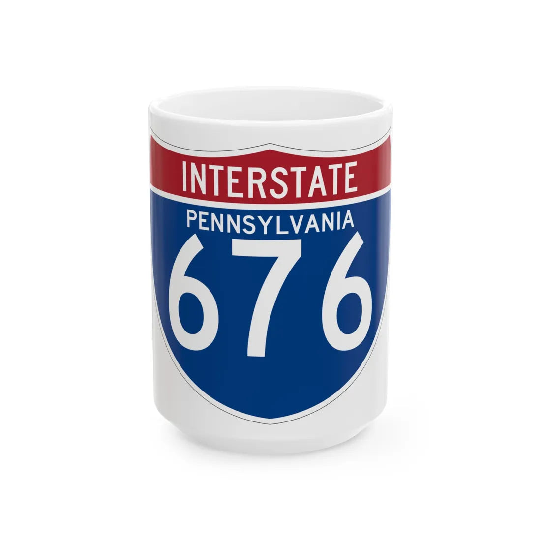 I-676 PA (Pennsylvania) (Road Sign) White Coffee Mug 15oz - Go Mug Yourself