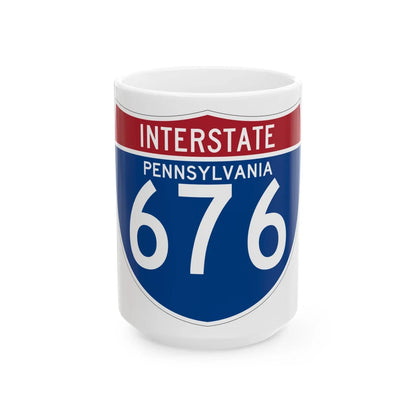 I-676 PA (Pennsylvania) (Road Sign) White Coffee Mug 15oz - Go Mug Yourself