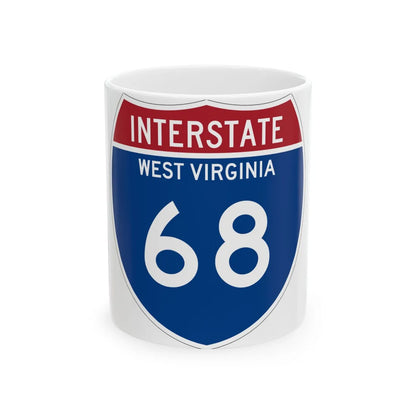 I-68 WV Metric (Virginia) (Road Sign) White Coffee Mug 11oz - Go Mug Yourself