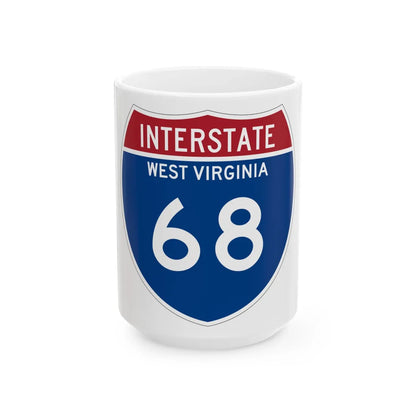 I-68 WV Metric (Virginia) (Road Sign) White Coffee Mug 15oz - Go Mug Yourself
