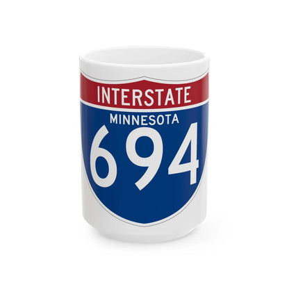 I-694 MN (Minnesota) (Road Sign) White Coffee Mug 15oz - Go Mug Yourself