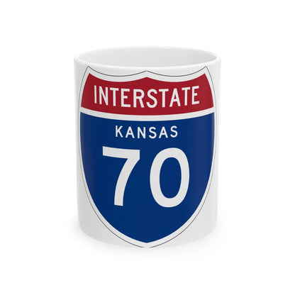 I-70 KS 1957 (Kansas) (Road Sign) White Coffee Mug 11oz - Go Mug Yourself