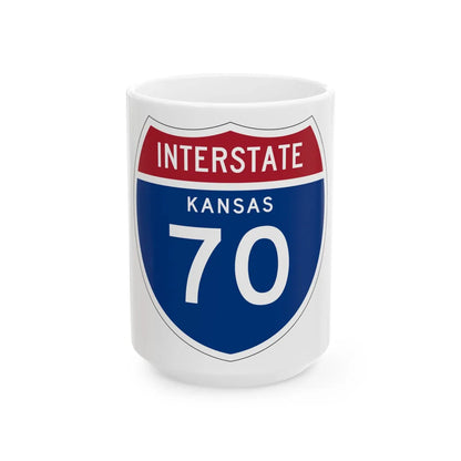 I-70 KS 1957 (Kansas) (Road Sign) White Coffee Mug 15oz - Go Mug Yourself