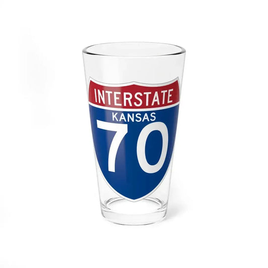 I-70 KS (Kansas) (Road Sign) Pint Glass 16oz 16oz - Go Mug Yourself