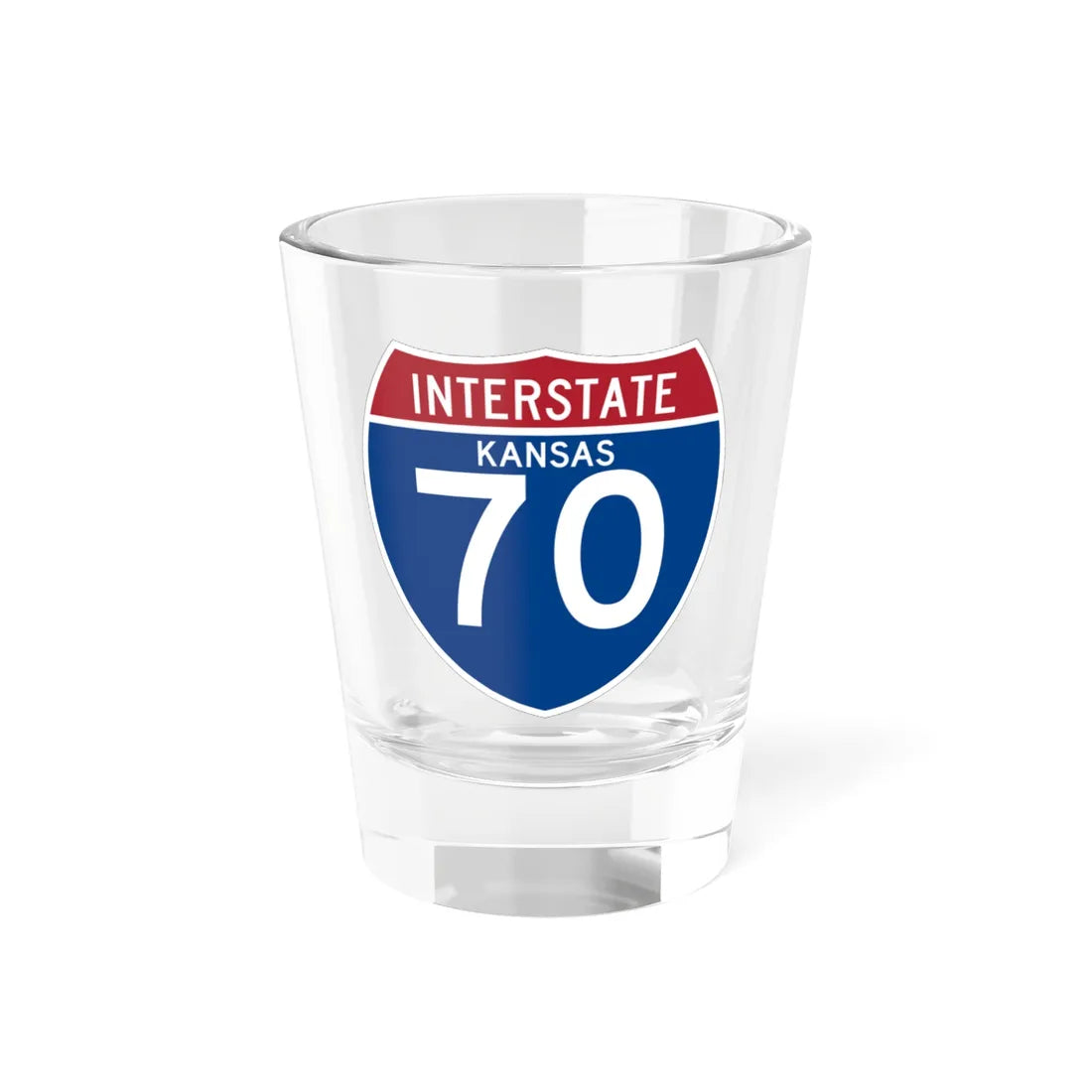 I-70 KS (Kansas) (Road Sign) Shot Glass 1.5oz 1.5oz - Go Mug Yourself