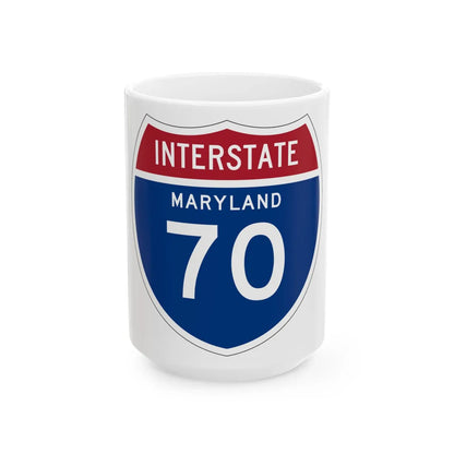 I-70 MD 1957 (Maryland) (Road Sign) White Coffee Mug 15oz - Go Mug Yourself