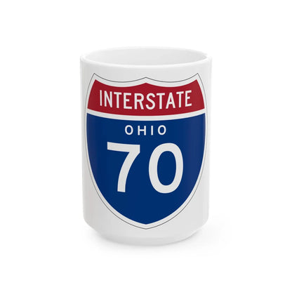 I-70 OH 1957 (Ohio) (Road Sign) White Coffee Mug 15oz - Go Mug Yourself