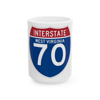 I-70 WV (Virginia) (Road Sign) White Coffee Mug 15oz - Go Mug Yourself