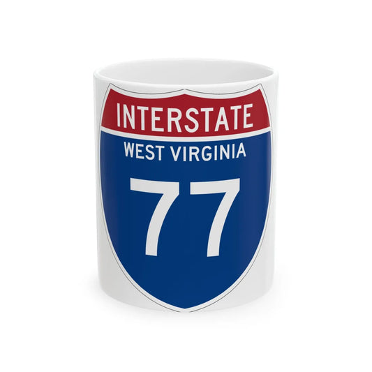 I-77 WV Metric (Virginia) (Road Sign) White Coffee Mug 11oz - Go Mug Yourself