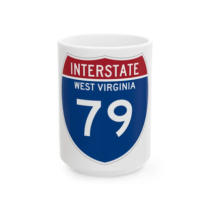 I-79 WV Metric (Virginia) (Road Sign) White Coffee Mug 15oz - Go Mug Yourself