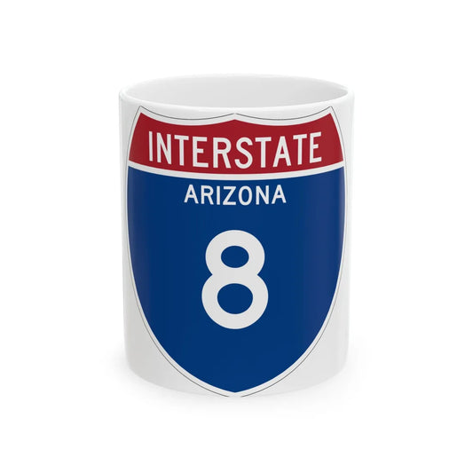 I-8 AZ Metric (Arizona) (Road Sign) White Coffee Mug 11oz - Go Mug Yourself