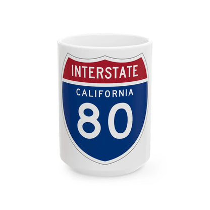 I-80 CA (California) (Road Sign) White Coffee Mug 15oz - Go Mug Yourself