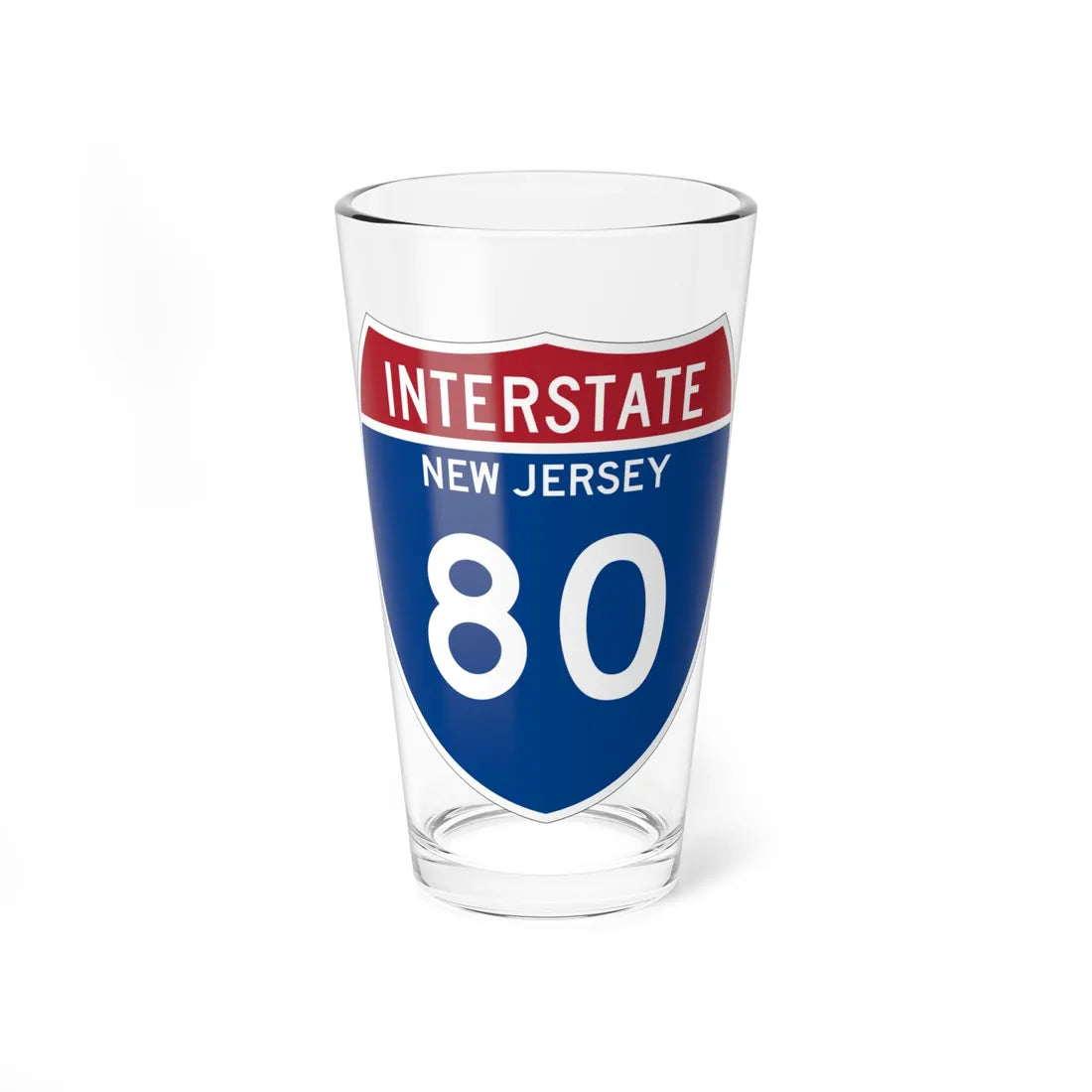 I-80 NJ Metric (New Jersey) (Road Sign) Pint Glass 16oz 16oz - Go Mug Yourself