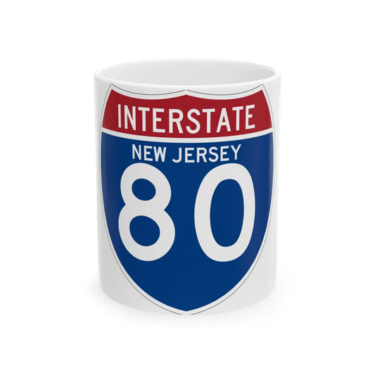 I-80 NJ (New Jersey) (Road Sign) White Coffee Mug 11oz - Go Mug Yourself