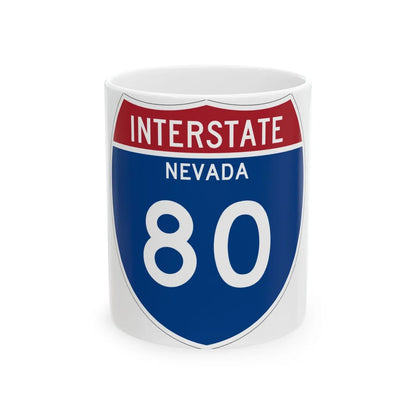 I-80 NV Metric (Nevada) (Road Sign) White Coffee Mug 11oz - Go Mug Yourself
