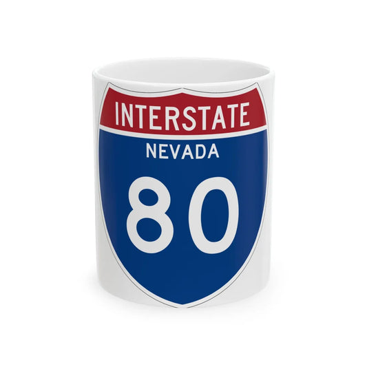 I-80 NV Metric (Nevada) (Road Sign) White Coffee Mug 11oz - Go Mug Yourself
