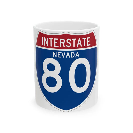 I-80 NV (Nevada) (Road Sign) White Coffee Mug 11oz - Go Mug Yourself