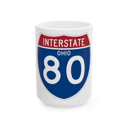 I-80 OH (Ohio) (Road Sign) White Coffee Mug 15oz - Go Mug Yourself