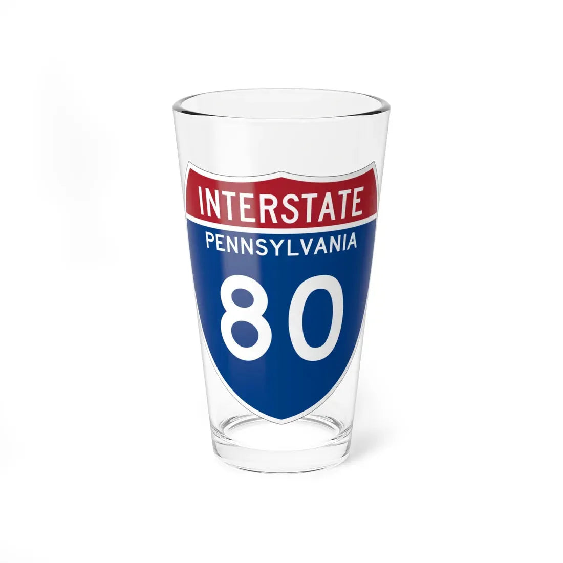I-80 PA Metric (Pennsylvania) (Road Sign) Pint Glass 16oz 16oz - Go Mug Yourself