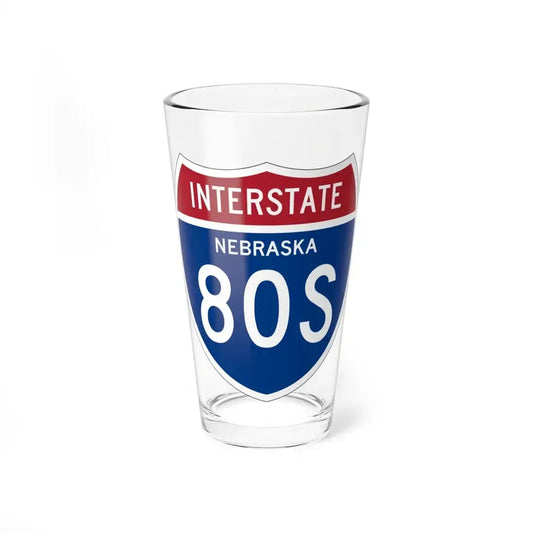 I-80S NE 1957 (Nebraska) (Road Sign) Pint Glass 16oz 16oz - Go Mug Yourself