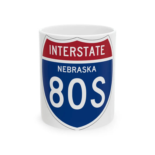 I-80S NE 1957 (Nebraska) (Road Sign) White Coffee Mug 11oz - Go Mug Yourself