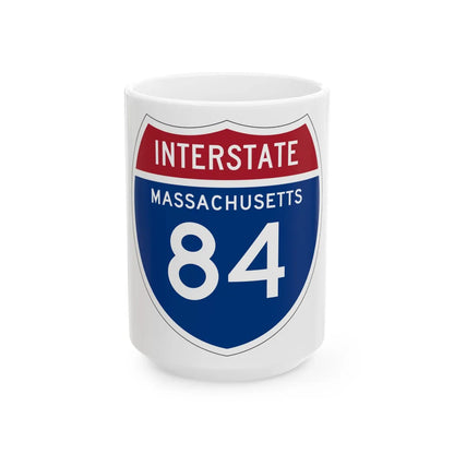 I-84 MA 1957 (Massachusetts) (Road Sign) White Coffee Mug 15oz - Go Mug Yourself