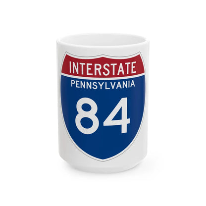 I-84 PA Metric (Pennsylvania) (Road Sign) White Coffee Mug 15oz - Go Mug Yourself