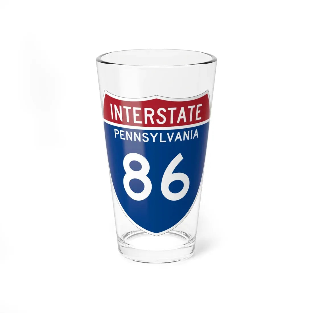I-86 PA Metric (Pennsylvania) (Road Sign) Pint Glass 16oz 16oz - Go Mug Yourself