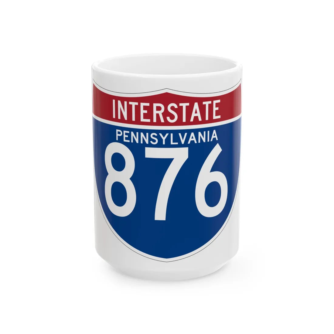 I-876 PA (Pennsylvania) (Road Sign) White Coffee Mug 15oz - Go Mug Yourself