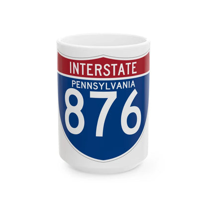 I-876 PA (Pennsylvania) (Road Sign) White Coffee Mug 15oz - Go Mug Yourself