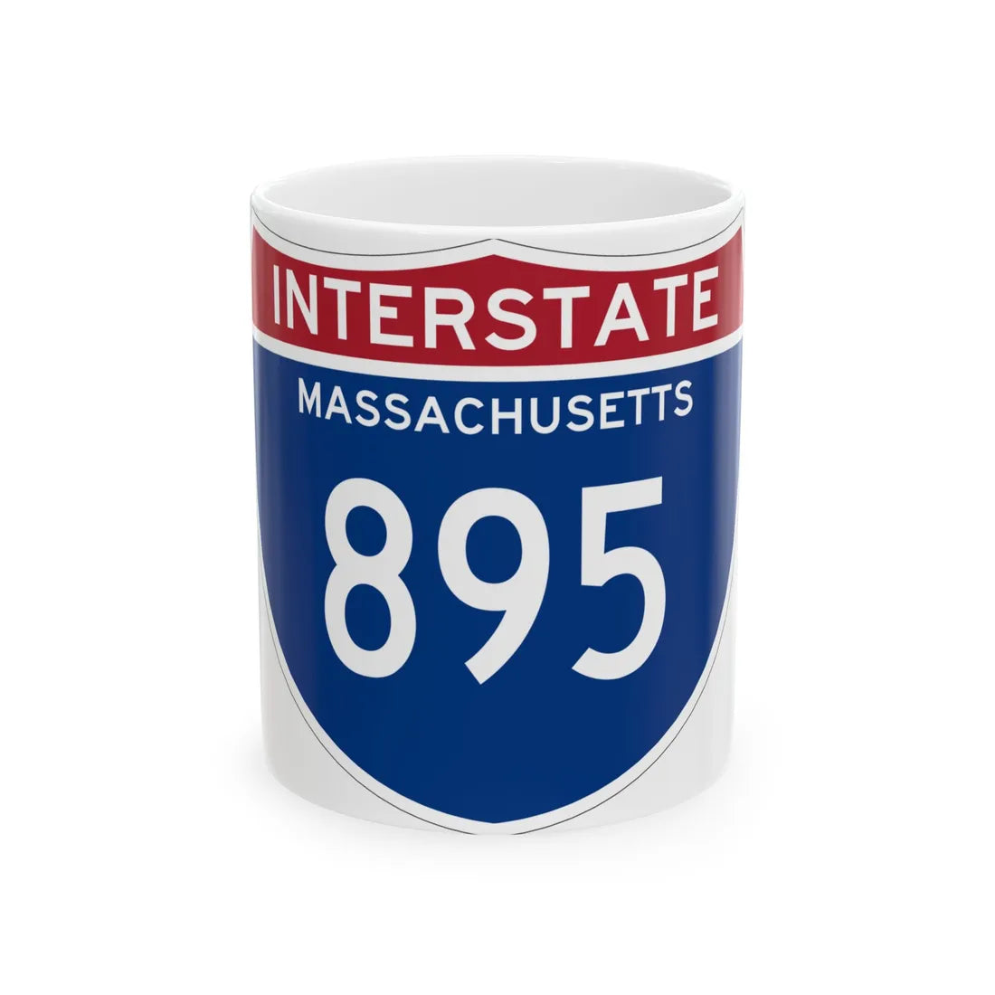 I-895 MA (Massachusetts) (Road Sign) White Coffee Mug 11oz - Go Mug Yourself