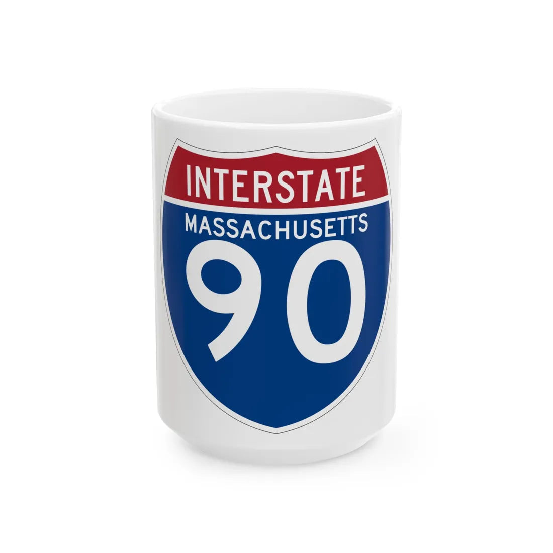 I-90 MA (Massachusetts) (Road Sign) White Coffee Mug 15oz - Go Mug Yourself