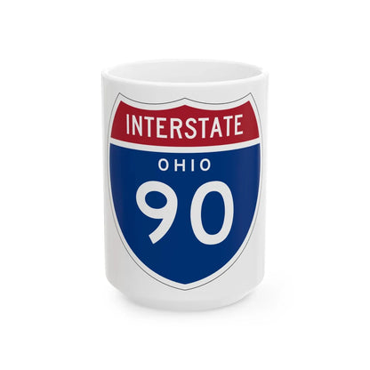 I-90 OH 1957 (Ohio) (Road Sign) White Coffee Mug 15oz - Go Mug Yourself