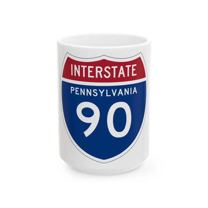 I-90 PA 1957 (Pennsylvania) (Road Sign) White Coffee Mug 15oz - Go Mug Yourself