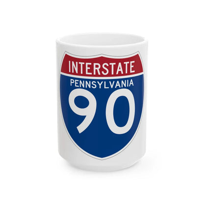 I-90 PA (Pennsylvania) (Road Sign) White Coffee Mug 15oz - Go Mug Yourself