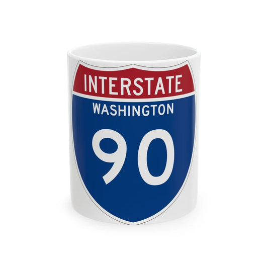 I-90 WA Metric (Washington) (Road Sign) White Coffee Mug 11oz - Go Mug Yourself