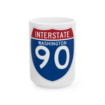 I-90 WA (Washington) (Road Sign) White Coffee Mug 15oz - Go Mug Yourself