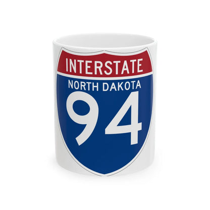I-94 ND (North Dakota) (Road Sign) White Coffee Mug 11oz - Go Mug Yourself