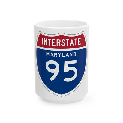 I-95 MD 1957 (Maryland) (Road Sign) White Coffee Mug 15oz - Go Mug Yourself