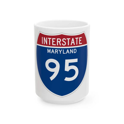 I-95 MD Metric (Maryland) (Road Sign) White Coffee Mug 15oz - Go Mug Yourself